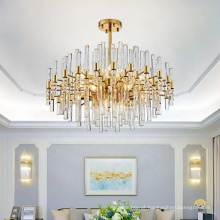 Luzes de teto lustrosas da sala de estar lustres modernos de cristal dourado para residências